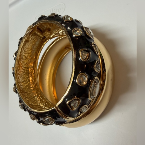 Zara Bracelet Jewel Bangle Bundle Gold Black Rhinestones - Picture 4 of 4